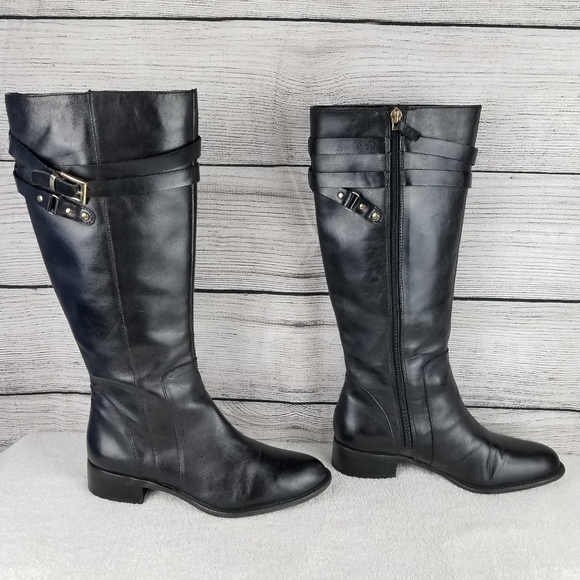 Franco Sarto Shoes - Franco Sarto Black Leather Knee High Riding Boots